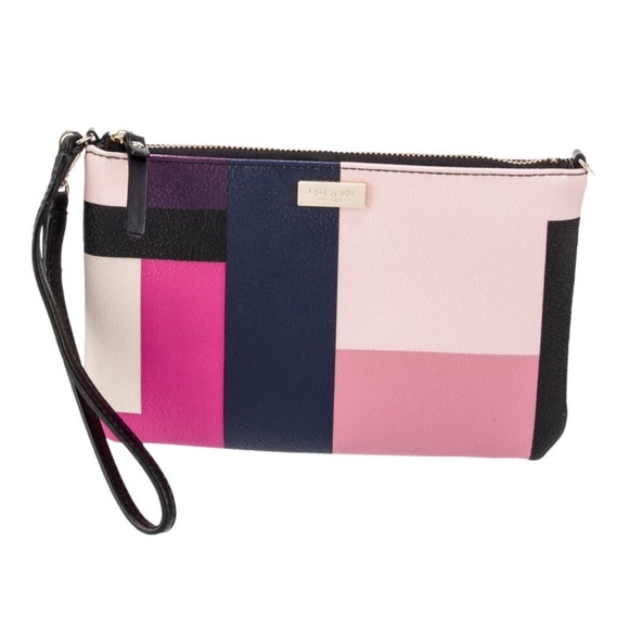 Handbags - Kate Spade New York Pink & Black Leather Clutch Bag